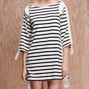 Anthropologie Pepin Crochet Nautical Boho Striped Mini Dress